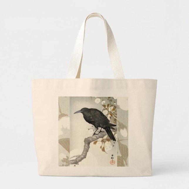 Crow Raven Koson Japanese Bird Jumbo Stoffbeutel (Vorne)