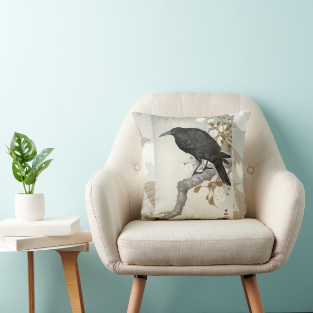 Crow Raven Koson Japanese Bird Kissen (Stuhl )