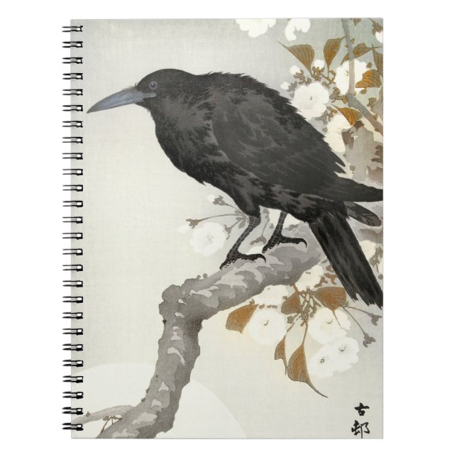 Crow Raven Koson Japanese Bird Notizblock (Vorderseite)