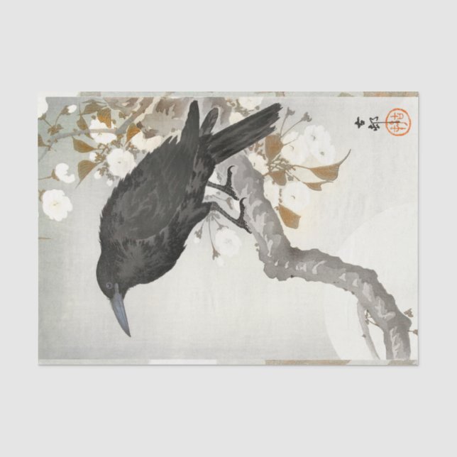 Crow Raven Koson Japanese Bird Seidenpapier (Vorderseite)