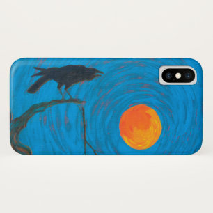 Crow Raven und Vollmond iPhone X Hülle