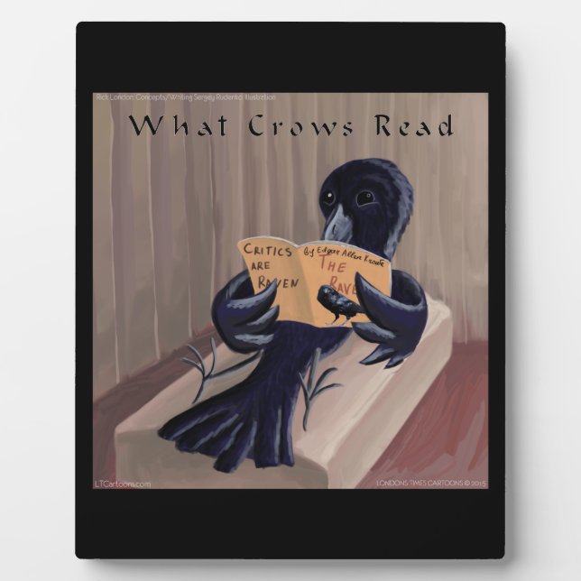 Crow Reading the Raven Funny Fotoplatte (Vorderseite)