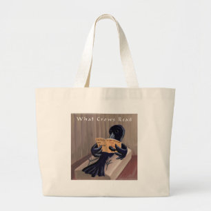 Crow Reading the Raven Funny Jumbo Stoffbeutel