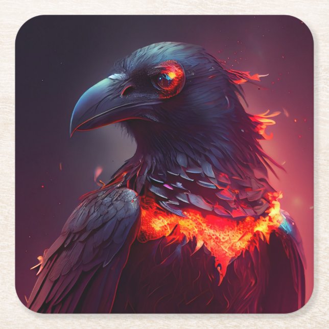 Crow Rechteckiger Pappuntersetzer (Vorderseite)