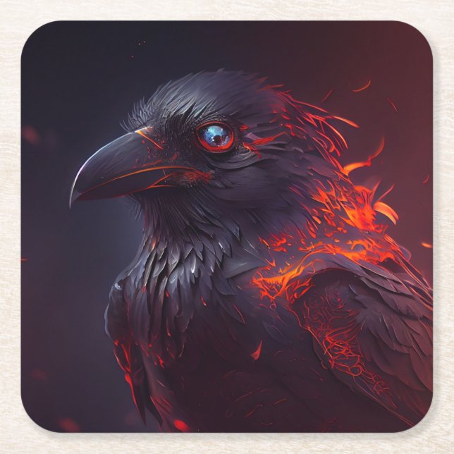 Crow Rechteckiger Pappuntersetzer (Vorderseite)