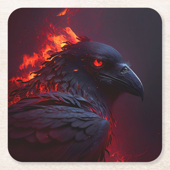 Crow Rechteckiger Pappuntersetzer (Vorderseite)