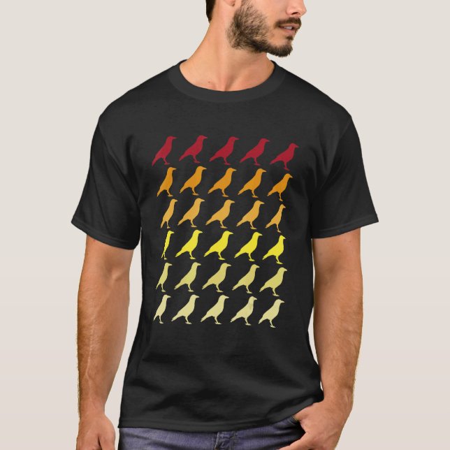 Crow Retro Tiermuster T-Shirt (Vorderseite)