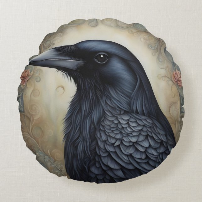 Crow Rundes Kissen (Vorderseite)