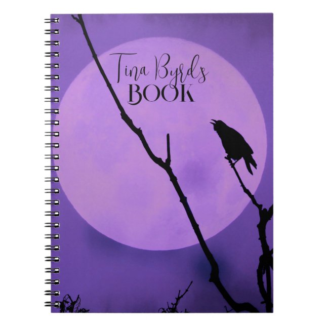 Crow Silhouette Lavender Lila Moon Notizblock (Vorderseite)