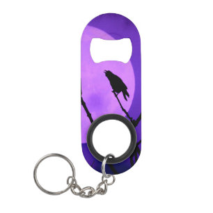 Crow Silhouette Lila Moon Mini Flaschenöffner