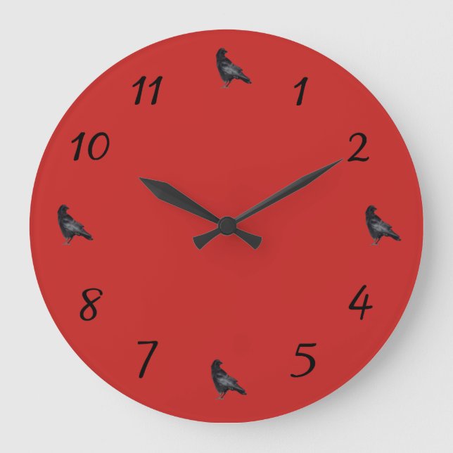 Crow Time Fliegen Große Wanduhr (Vorderseite)