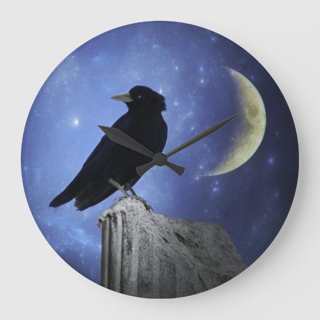 Crow und der Halbmond Große Wanduhr (Vorderseite)