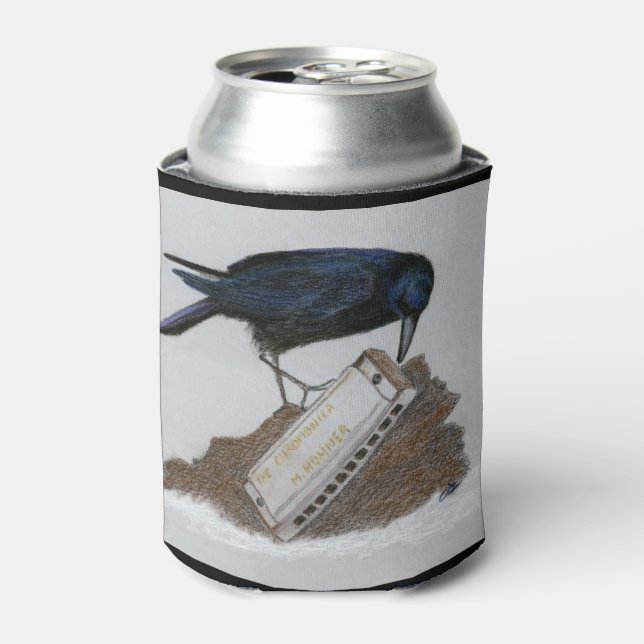 Crow und Harmonica Dosenkühler (Kanne Vorderseite)