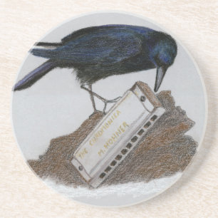 Crow und Harmonica Getränkeuntersetzer