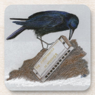 Crow und Harmonica Getränkeuntersetzer