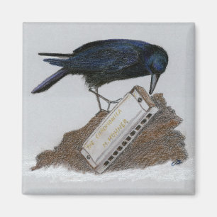Crow und Harmonica Magnet