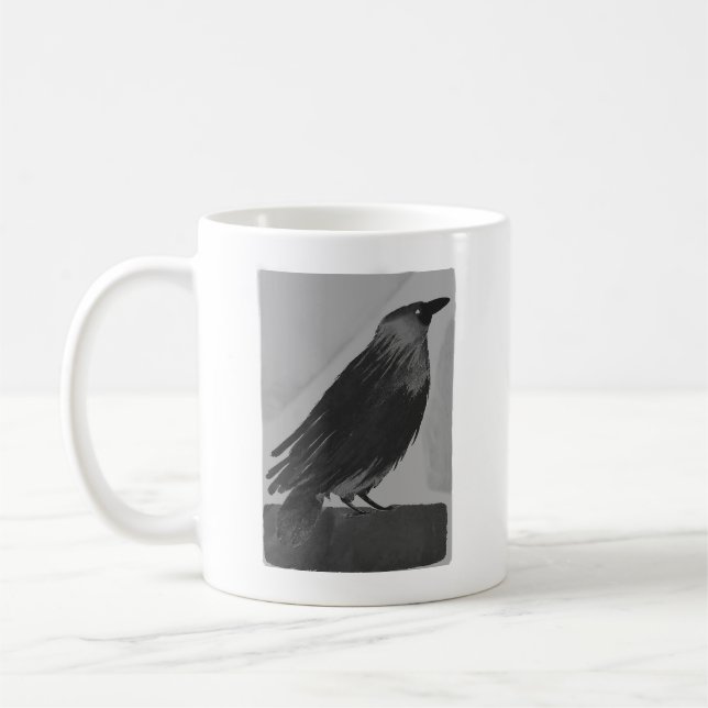Crow Watercolor Kaffeetasse (Links)