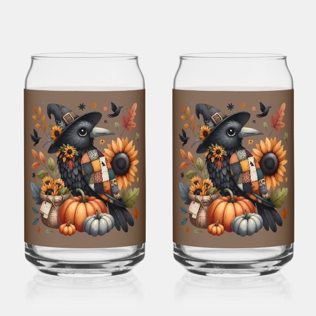 Crow Whimsical avec Citrouilles et tournesols (Recto)