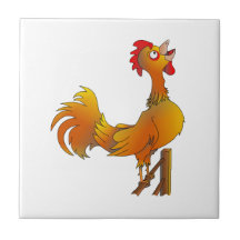 Crowing Cartoon Bantam Hahn
