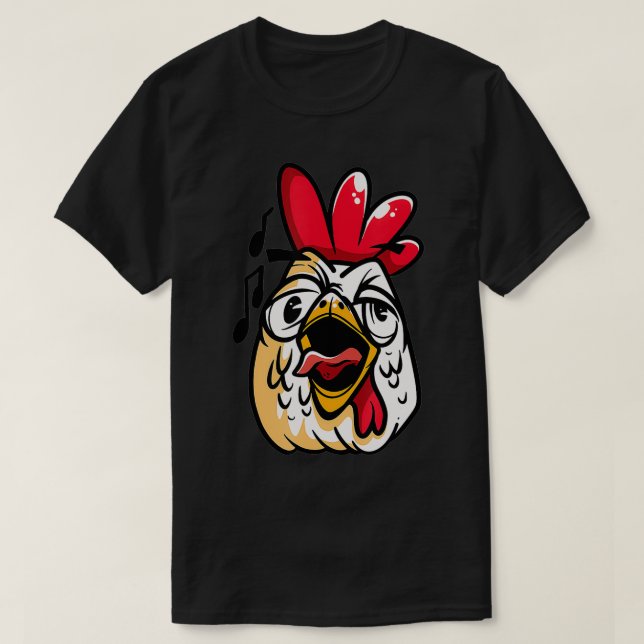 Crowing Rooster Face Chicken Bird Tiere T-Shirt (Design vorne)