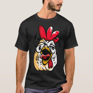 Crowing Rooster Face Chicken Bird Tiere T-Shirt