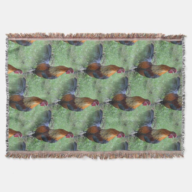 Crowing Rooster Nature Art Pattern Decke (Vorderseite)