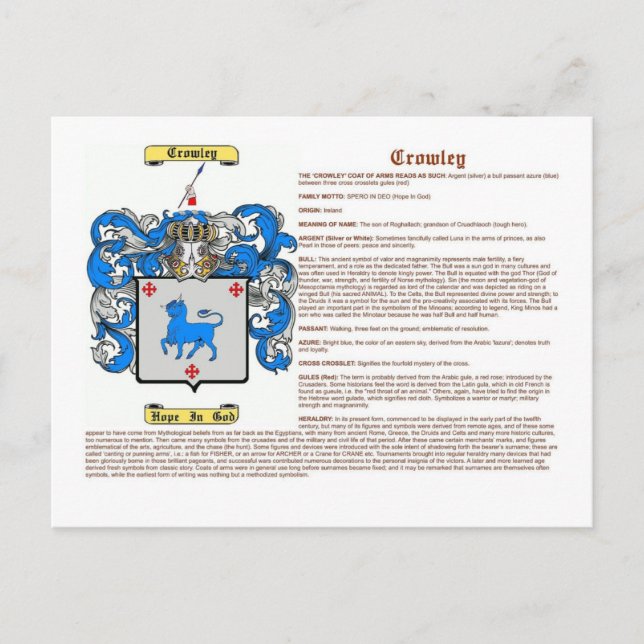 Crowley (Bedeutung) Postkarte (Vorderseite)