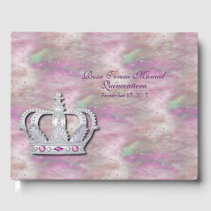 Crown and Satin Quinceñera Guest Book Gästebuch