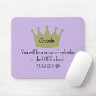 Crown Bible Verse Christliche Glaubenslehre Lila Mousepad