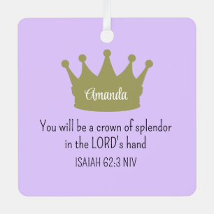 Crown Bible Verse Christliche Glaubenslehre Lila Ornament Aus Metall