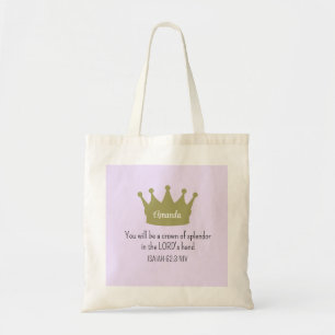 Crown Bible Verse Christliche Glaubenslehre Lila Tragetasche