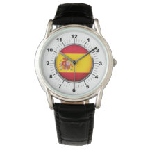 Crown Black Leather Strap Watch in Spanien