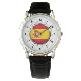 Crown Black Leather Strap Watch in Spanien Armbanduhr