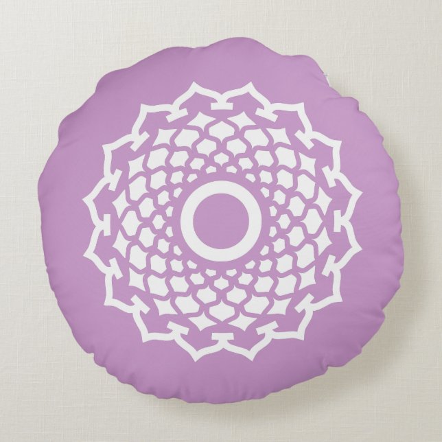 Crown Chakra Energy Round Pillow Rundes Kissen (Rückseite)