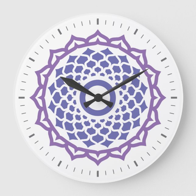 Crown Chakra Energy Wall Clock Große Wanduhr (Vorderseite)