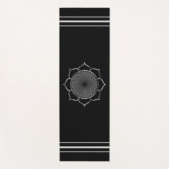 Crown Chakra Mandala & Lotus auf schwarz Yogamatte (Vorderseite)
