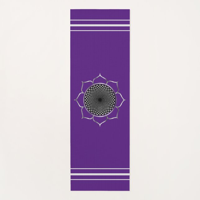 Crown Chakra Mandala & Lotus on Royal Lila Yogamatte (Vorderseite)