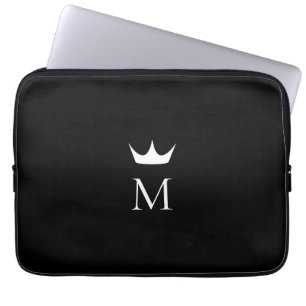 Crown Elegant Black and White Monogram Laptopschutzhülle