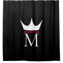Crown Elegant Monogram Schwarz-weiß und rot