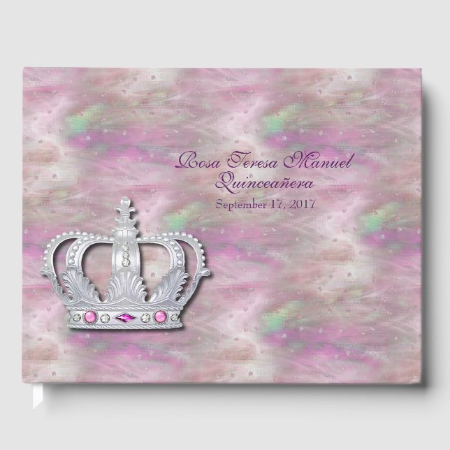 Crown et Satin Quinceañera Livre d'or (Recto)