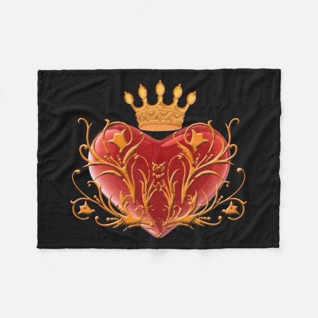 Crown Filigree Heart Fleece Blanket (Vorderseite (Horizontal))