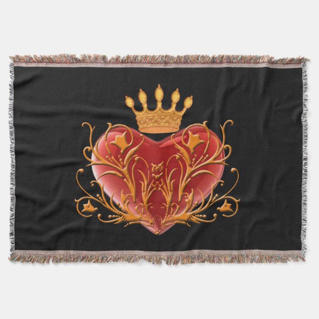 Crown Filigree Heart Throw Blanket Decke (Vorderseite)