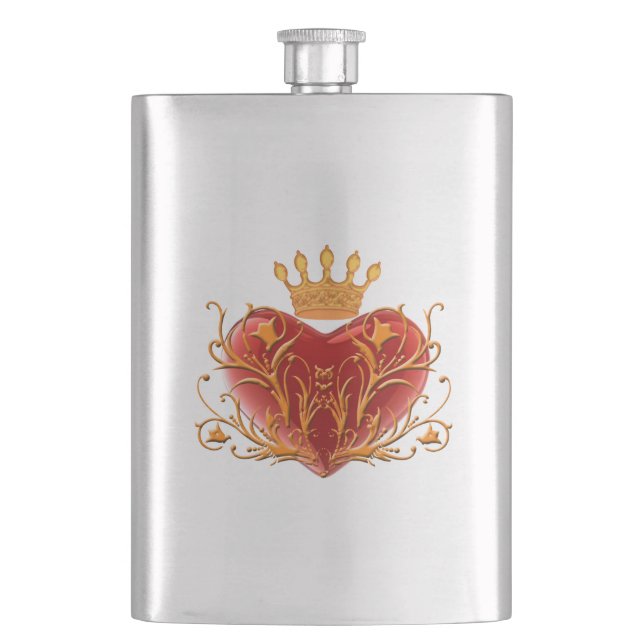 Crown Filigree Herzflasche Flachmann (Vorderseite)