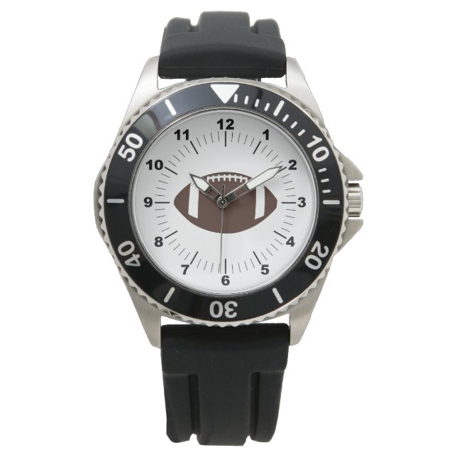 Crown Football Black Rubber Strap Watch Armbanduhr (Vorderseite)