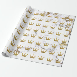 Crown Gold Sepia Weißer Metallischer Minimalismus Geschenkpapier