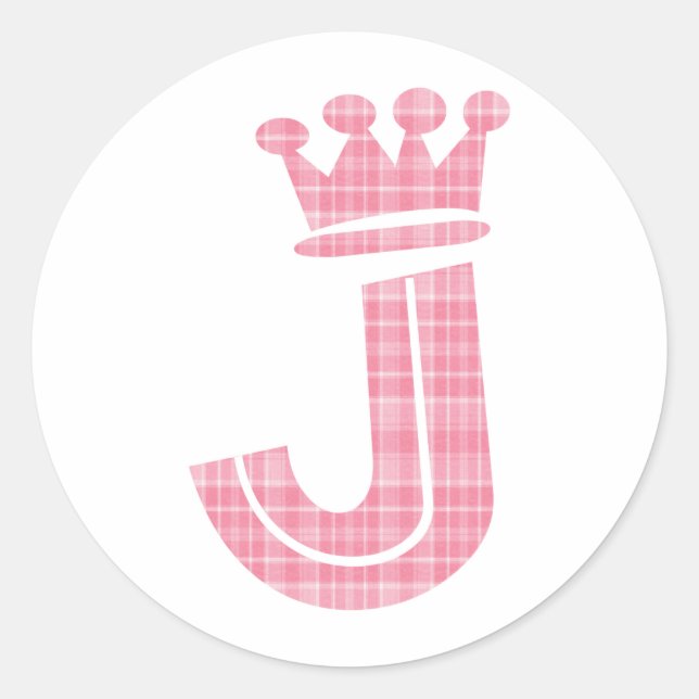CROWN INITIAL PINK J RUNDER AUFKLEBER (Vorderseite)
