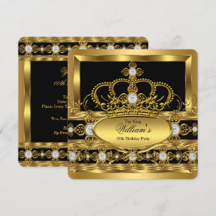 Crown King Prince Queen Royal Gold Diamond Party Einladung