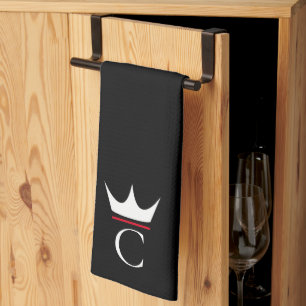 Crown Koch Monogram Schwarz-weiß Geschirrtuch