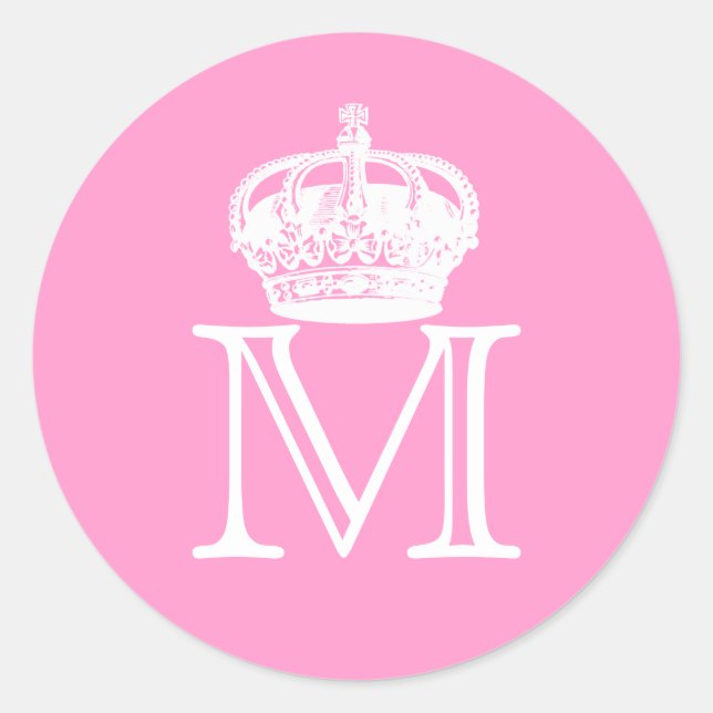 Crown Monogram Runder Aufkleber (Vorderseite)