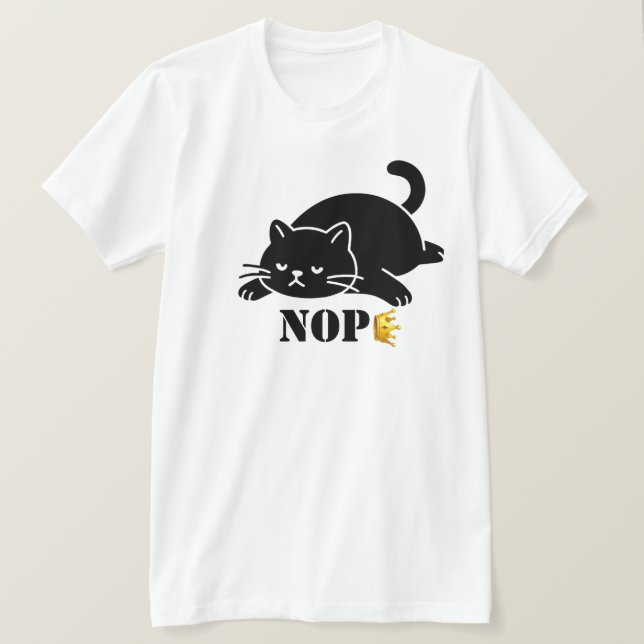 Crown NOPE Black Cat Funny for Cat Lovers T-Shirt (Design vorne)